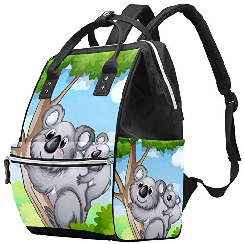 Mochila multifunción grande para pañales de bebé, diseño de oso de koala, bolsa de pañales de viaje para mamá y papá