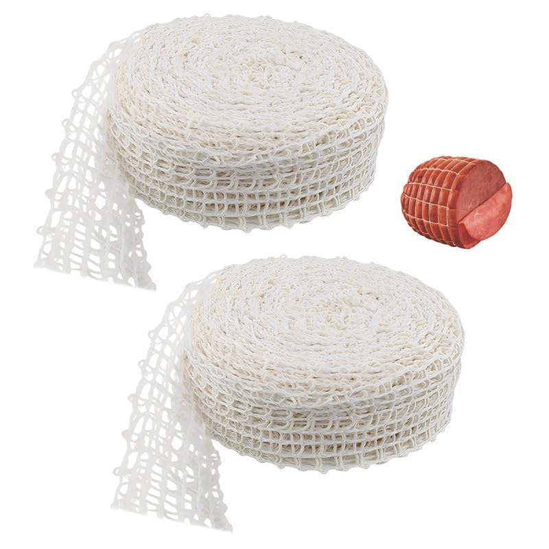 HMCEY 2 Piezas Malla para Carne en Rollo 2 M,Red de Cocinar para Carne,Malla para Asar Carnes,Mallas para Jamón,Red Elástica de Cocina,Mallas de Cocción para Pollo para Almacenar, Cocinar, Cocido
