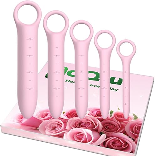 Dilatadores de silicona para suelo pélvico para mujeres con escamas finas, paquete de 5 unidades, rosa con bolsa de almacenamiento, masajeador de