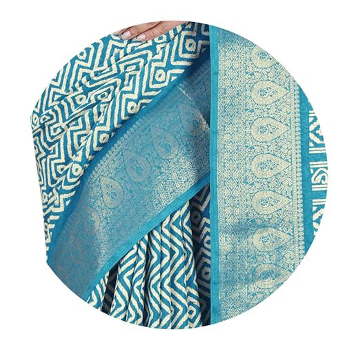 Image of MIRCHI FASHION Women's Cotton Blend Bagru Batik Blocks Printed Saree with Blouse Piece