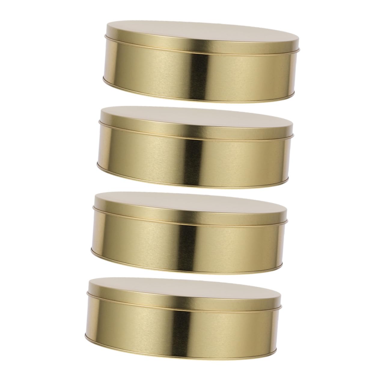 SHINEOFI Boîtes à Biscuits Pendant Noël Lot de 4 en Fer Doré Rondes Faciles à Nettoyer avec Couvercles pour Conserver Chocolats et Cookies