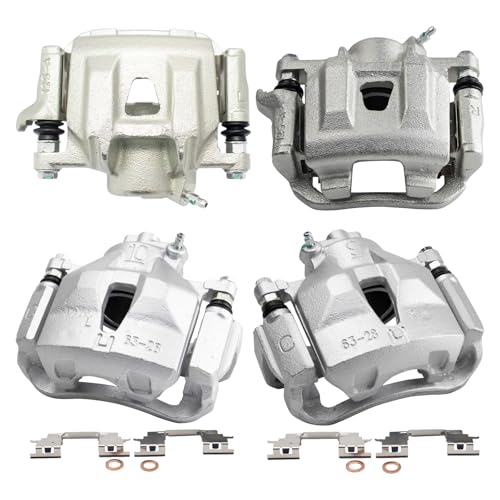 Image of TRQ Front and Rear Brake Caliper Set Zinc Coated Brackets Hardware Compatible with 2004-2010 Toyota Sienna