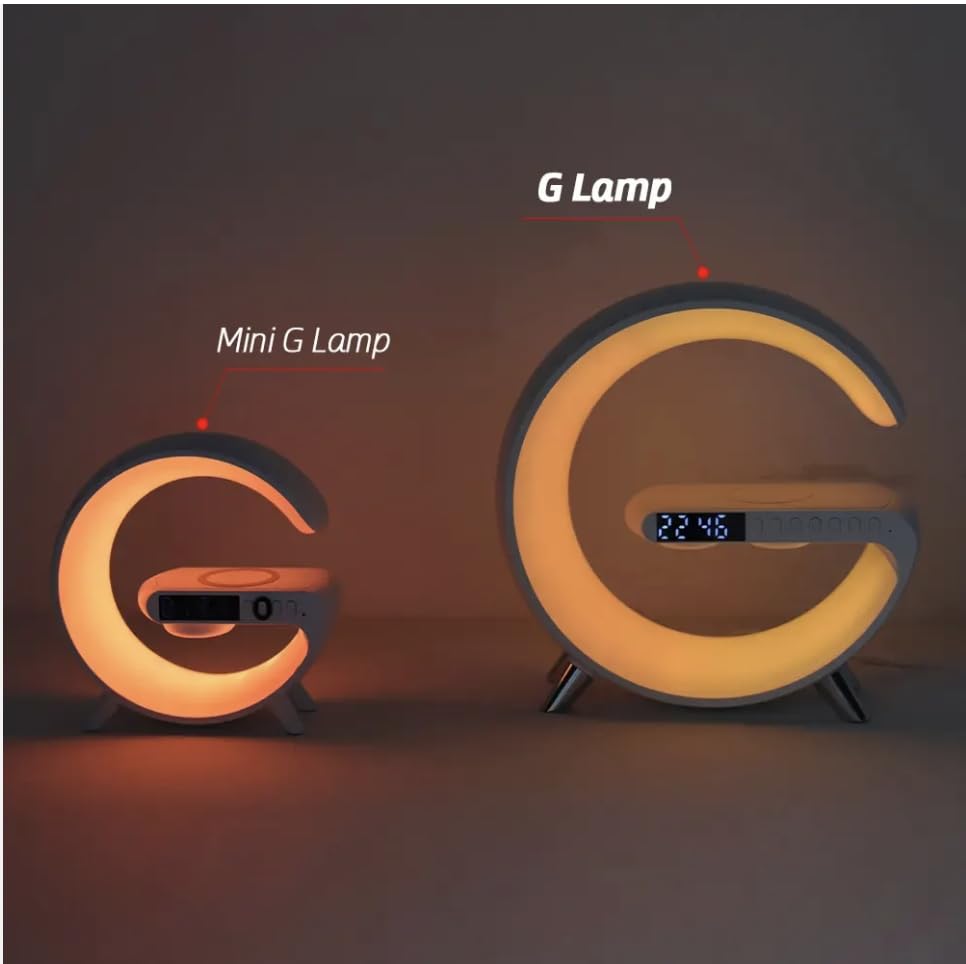 DAVXS - Lampe de Table Intelligente Blanc : Lampe d'Ambiance Haut-Parleur Bluetooth, Chargeur sans Fil, Tactile à Intensité Variable avec Synchronisation de la Musique