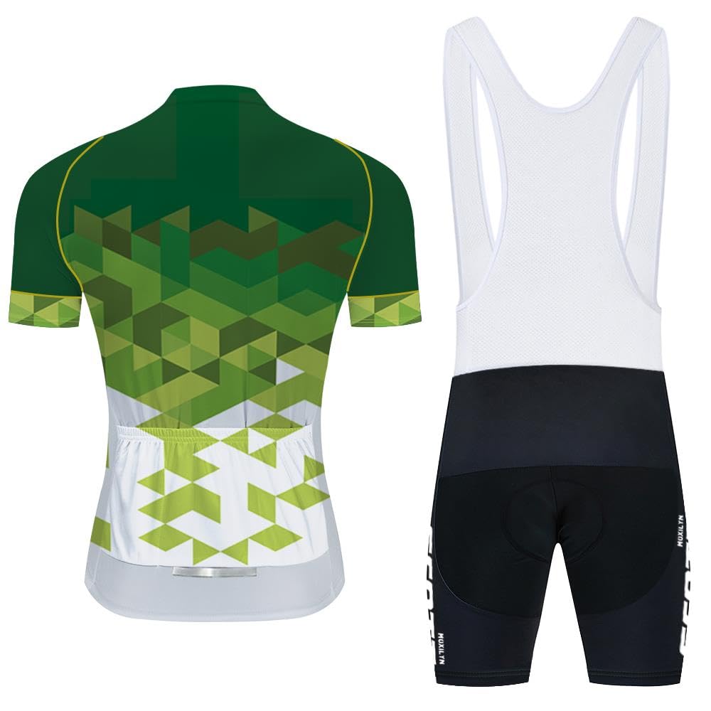 Moxilyn Maillot de Cyclisme + Cuissard Homme Tenue Cycliste Respirant Manche Courte Séchage Rapide T-Shirt VTT Velo de Route