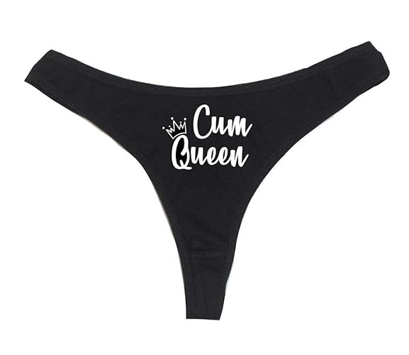 Dirty Girl Undies Cum Queen Women's High Rise Sexy Thong, Dirty Undies! - Medium - Black