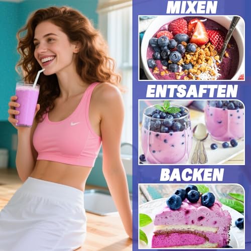 Heidelbeerpulver 220g - Gefriergetrocknet Blaubeerpulver ohne Zusatzstoffe, Extrakt aus Wildheidelbeeren, Reich an Antioxidantien, Natürlicher Lebensmittelfarbstoff für Joghurt, Smoothies, Backen