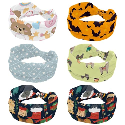 Lot de 6 bandeaux larges donut pour femme turban doux et élastique