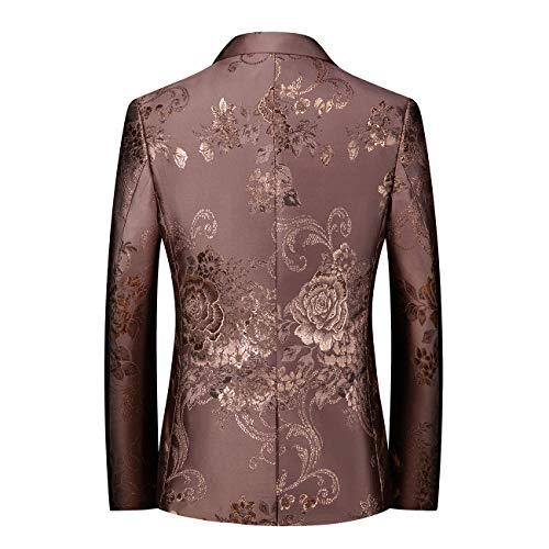 UNINUKOO Mens Suit Jacket Paisley Notch Lapel 1 Button Stylish Funky Party Dinner Tuxedo Blazer Jacket US Size 38 Brown3