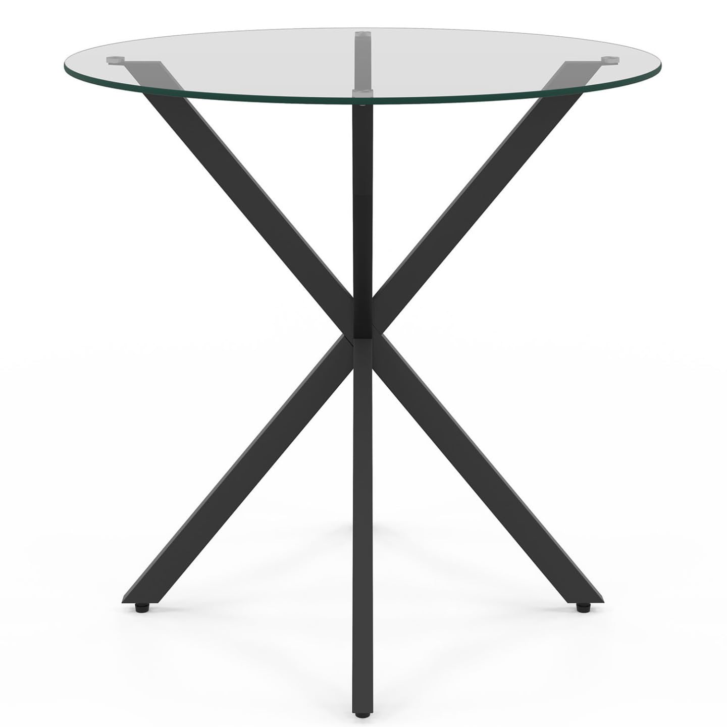 IDMarket - Tavolo da pranzo rotondo per 4 persone ALIX con gamba a ragno nera e piano in vetro da 80 cm