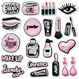 19Pcs Make-up Shoe Charms for Croc, Fashion Women Make-up Decorations for Croc Clogs