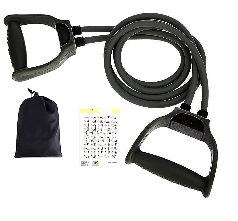 FITCOZI Double Toning Resistance Tube Heavy Quality Exercise Band for Stretching, Full Body Workout, Home Gym and Toning with Bag for Men and Women (Black) (B09G91B22C) Amazon Price History, Amazon Price Tracker