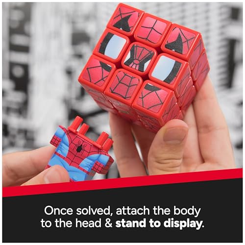 Image of Rubik's Cube, Spider-Man Cuber, Marvel Collectible Fidget Toy & Desk Decor, Problem-Solving Brain Teaser, Classic Color-Matching Puzzle, Sensory Puzzle for Fans of Marvel Rivals Ages 8 & Up