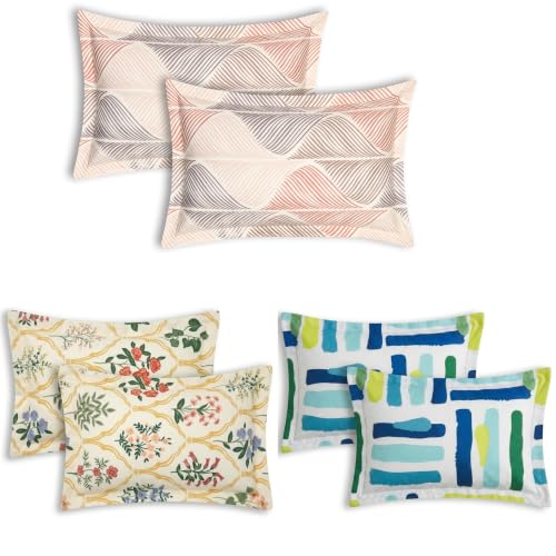 Image of HOUSE FOX Cotton Zip /Chain Pillow Covers /Cases /Protectors (NOT Pillow) Set of 3 Pair Or 6 Pcs,Size -18x28inch (Design3, 18 X 28 inch)