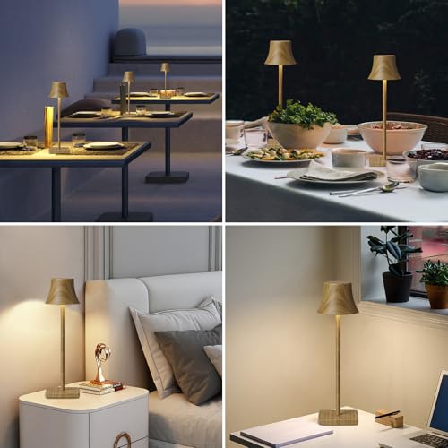 SAKRINGT 2 Pack LED Cordless Table Lamps Rechargeable,5000mAh Battery Operated Table Light,3 Color Stepless Dimming,Portable Small Table Lamp for Patio Restaurant Outdoor
