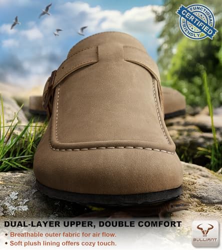 Image of BULLIANT Women Mule Clogs-Cushioned Cork Footbed-Arch Support-Fleece Lined