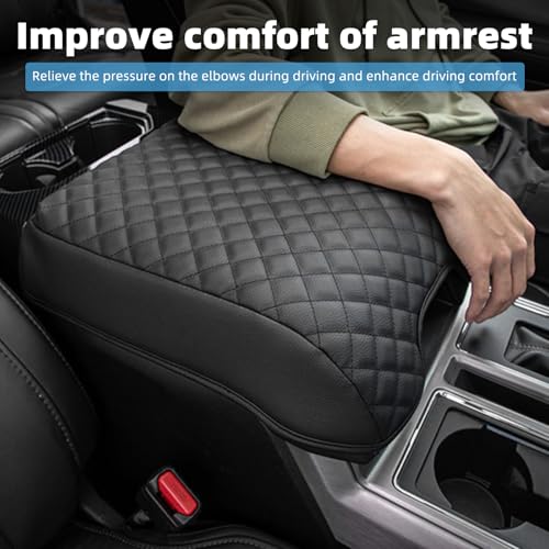 Image of Center Console Armrest Cover for Ford F150 2021 2022 2023 2024 2025 Fully Covered Anti-Scratch Protector Interior Accessories(Only for Bucket Seat Console)