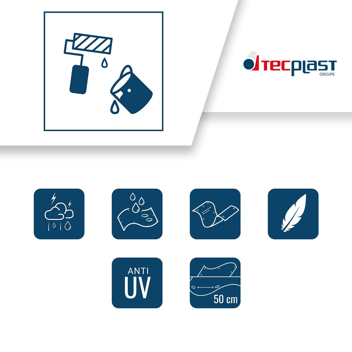 Telo di protezione Pittura 3,6 x 5 m - TECPLAST - CM150PE - Mimetico - Alta Qualità - Telo protettivo Vernice per pavimenti e mobili