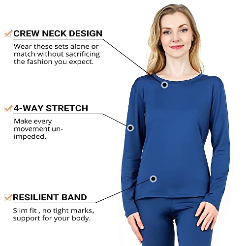 Image of Women's Thermal Underwear Base Layer with Fleece Lined Winter Cold Weather | HEROBIKER Long Johns Moisture-Wicking, 4-Way Stretch. Ultra Soft Lounge Set Top Bottom Warm Idea for Cycling Skiing Outdoor