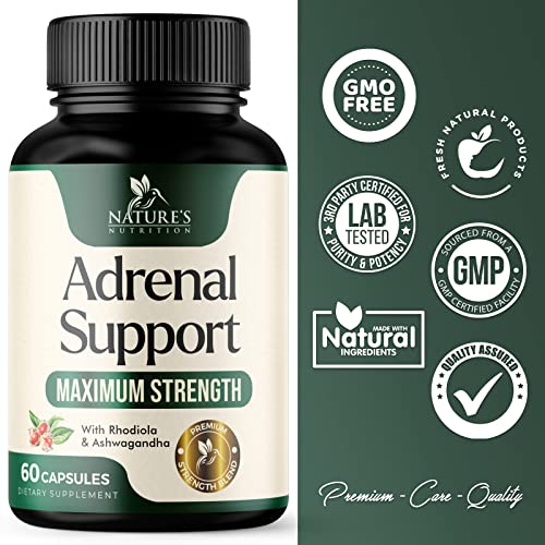 Adrenal Support Supplement - Supports Stress, Fatigue & Daily Energy With Ashwagandha & Natural Herbs - Adrenal Fatigue Supplements To Support Adrenal Health In Women & Men - 60 Capsules #TOP3