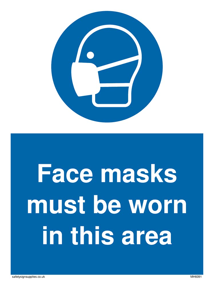 Pack of five - Face masks must be worn in this area Sign - 150x200mm - A5P