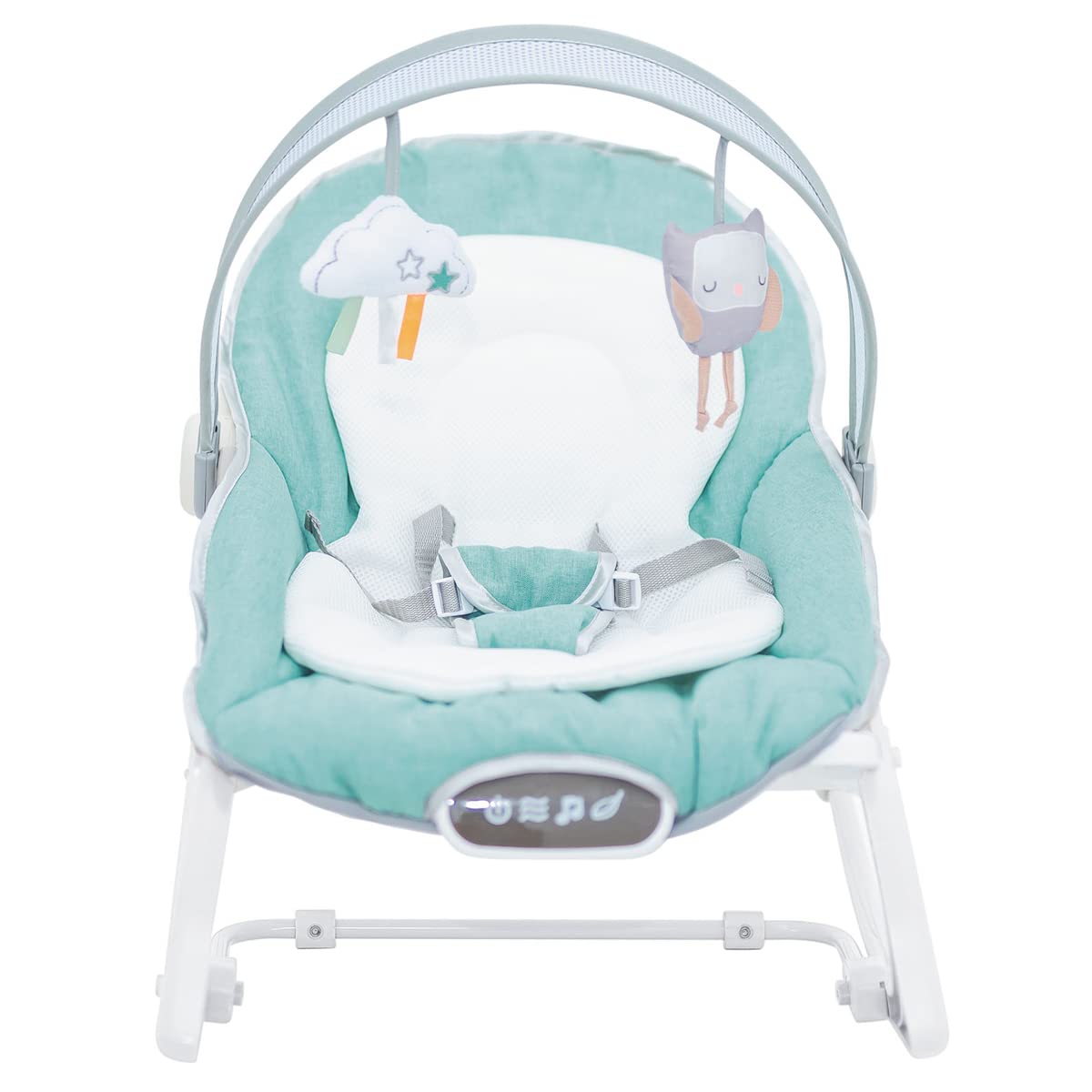 Olmitos- Hamaca multifunción para bebés - Hamaquita 2 en 1 con balancín Mecedora de 0 a 18 kg - vibración y Sonido - Incluye Arco de Juguetes (Menta)