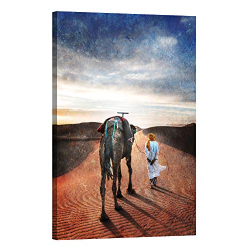 Arjazia Tableau Arabe Désert Sahara - Décoration Murale Orientale - 90x60cm et 120x80cm -...