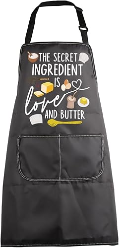 MBMSO Delantal para hornear, el ingrediente secreto es siempre amor, delantal de panadero, regalos de horneado, regalos de cocina para amantes de la