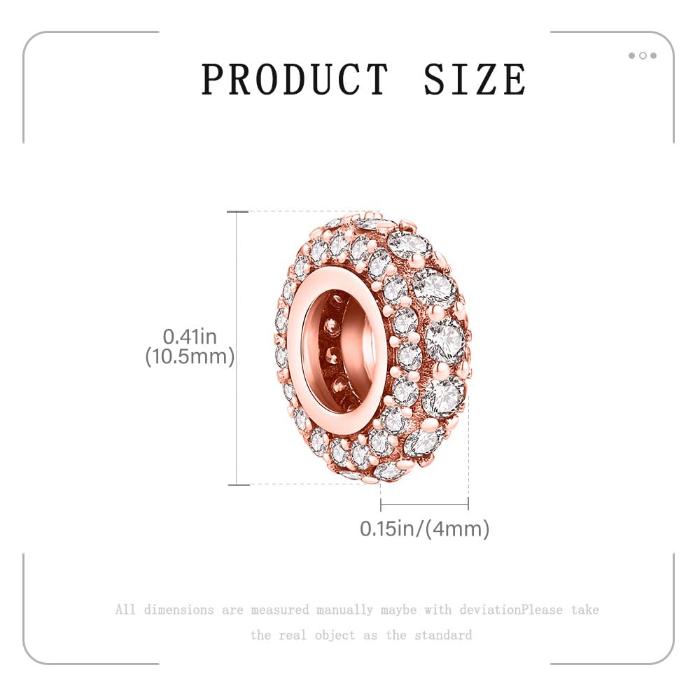 KEQ Breloque à clip en argent sterling 925 avec zircone cubique 5A pour bracelet et collier - Cadeau de Noël, fête des mères pour femme