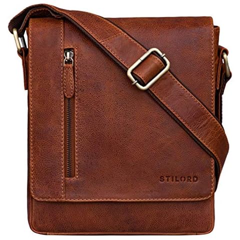 STILORD 'Easton' Kleine Messenger Bag Echt Leder Vintage Umhängetasche im Hochformat 10,1 Zoll Tablet Tasche für iPad DIN A5 Schultertasche Echtleder, Farbe:Arona - braun Cover