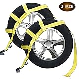 Robbor Tow Dolly Basket Straps with Flat Hook for Small to Medium Size Tires Over-The-Wheel Tie Down Bonnet Wheel Net