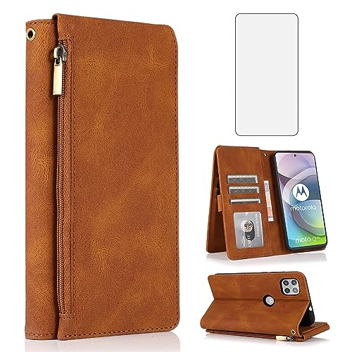 Coque Moto One 5G Ace portefeuille XT2113-5 avec vitre écran