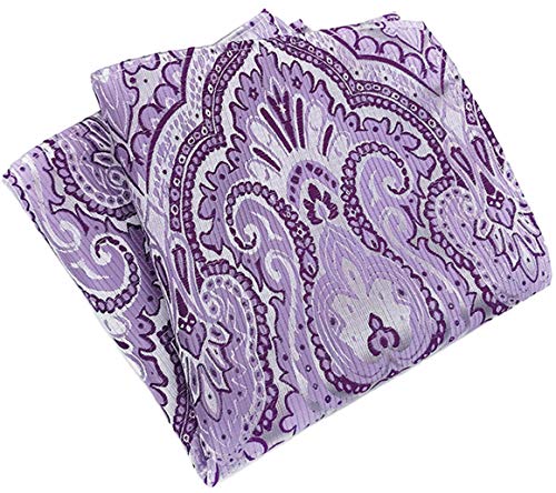 MOHSLEE Mens Purple White Floral Ascot Woven Formal Cravat Tie Pocket Square Set