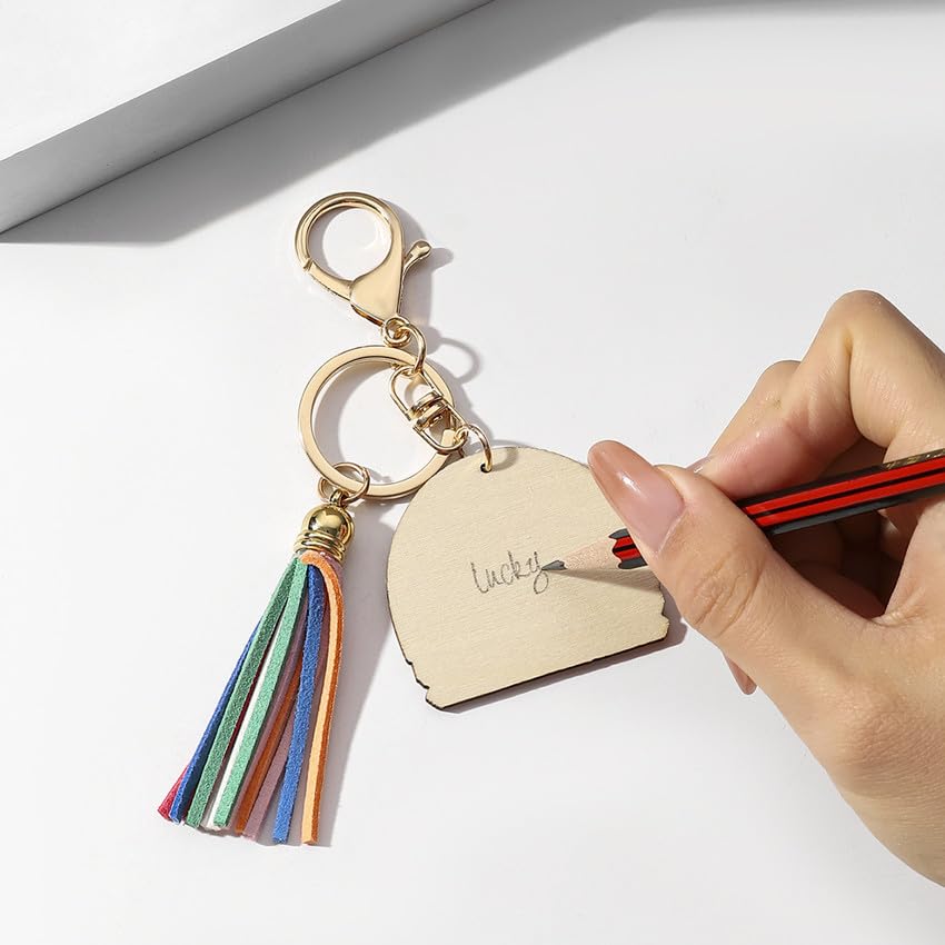 Wooden Rainbow Tassel Keychain Rainbow Inspirational Gifts Teacher Keyring for Teacher's Day Gift Back to School Keychain - Image 6