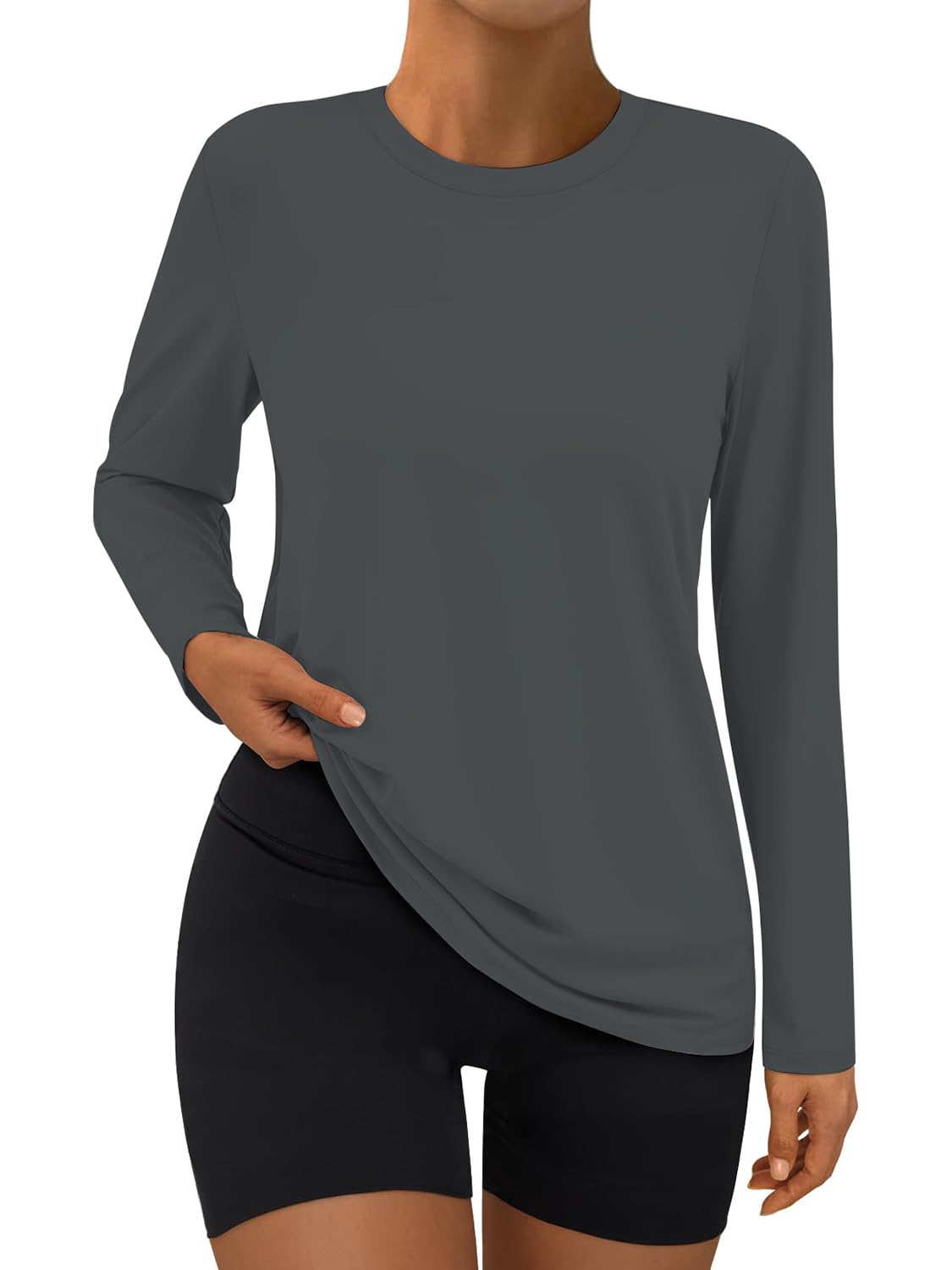 Suncife Damen-Workout-Tops, langärmelig, Fitnessstudio, Sommer, athletisch, Yoga, lockere Passform