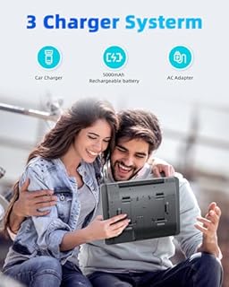 Arafuna 12" lettore DVD Auto con 2 schermi, poggiatesta per auto con batteria di 5 ore, supporto scheda USB/TF, sincronizzazione dello schermo e ultima memoria