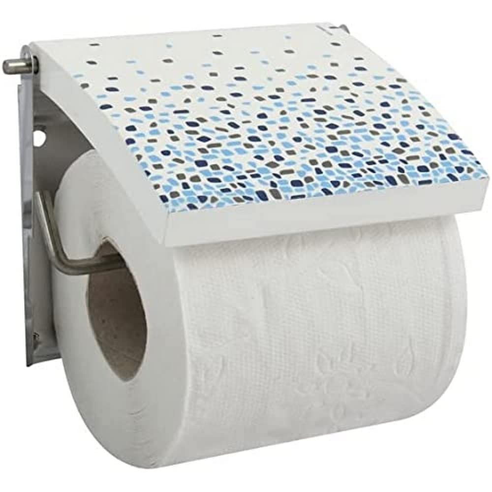 MSV Brest Toilet Roll Holder MDF Stainless Steel Blue, 13 x 15 x 11.5 cm