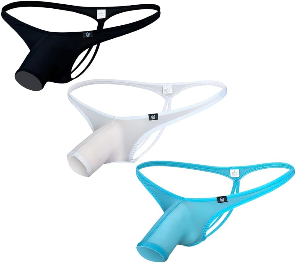 Gogobear Mens Elephant Nose Underwear Hollow Out Thin Double Strap G-String Thongs Brief