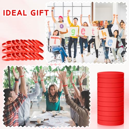 Image of Liliful 100 Pcs Silicone Rubber Wristbands Rubber Wristband Bracelet Bands for Silicone Wristbands for Women Men(Red)