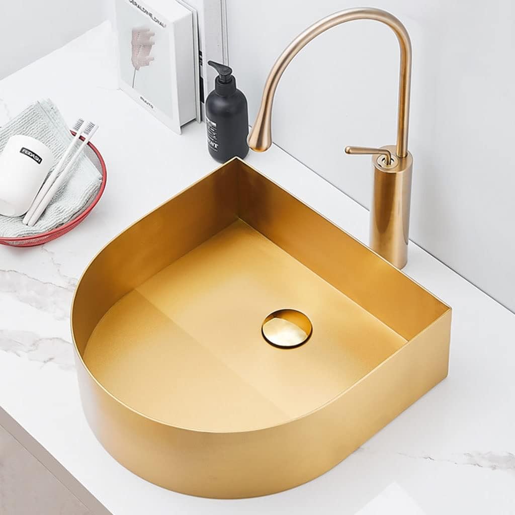 Kitchen Sink. Brushed Round Golden Bar Prep Sink, Single Bowl Prep, Thicken 304 Stainless Steel, Sink On Bathroom Counter
