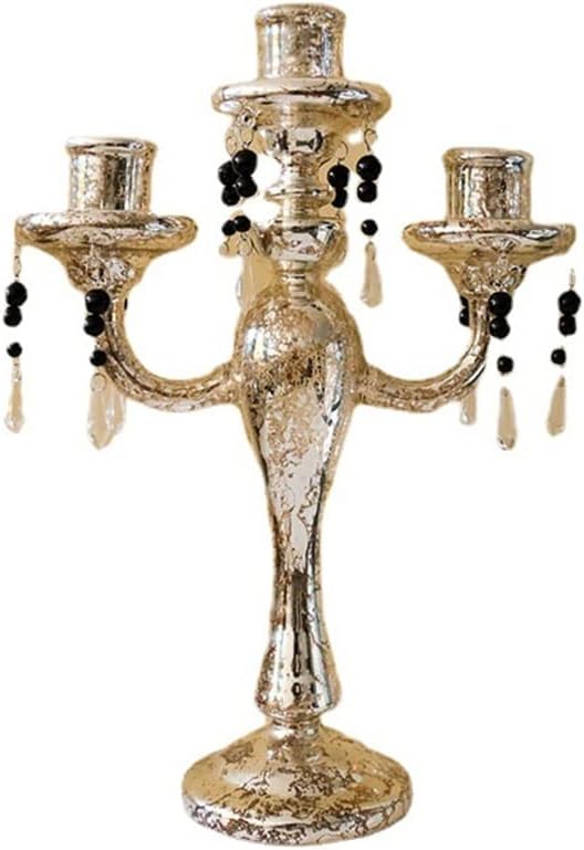 European Retro Glass Three-Head Candle Table Model Room Living Home Decoration Ornaments
