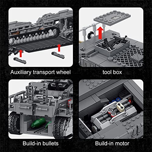 KEKRAV Erhielt WW2 Military Deutschland Mörtel Tankmodell -Kit -Bausteine, Tankbausteine mit 8 Soldaten, 4158 Teile, die… – Bild 6