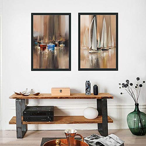 Zee Zeilboot Reflectie Canvas Schilderij Abstracte Landschap Printen en Posters Moderne Muur Art Home Decor 40x60cm|15… - Image 3