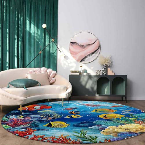 Tapete redondo Ocean Fish 3 pies moderno miniatura 3
