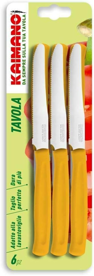 Kaimano ACC0578 Coltelli da Tavola, Acciaio Inossidabile, Nero, 6 unità