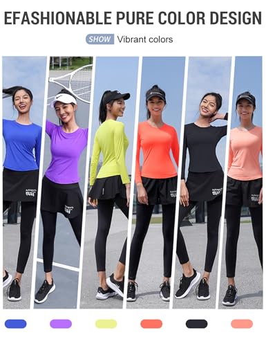 Image of Venzina Women's Long Sleeve Quick Dry T-Shirt UPF 50+ Sun Protection |Moisture Wicking, Stretchable, Lightweight Athletic Top for Yoga, Running, Dance, Gym & Casual Wear