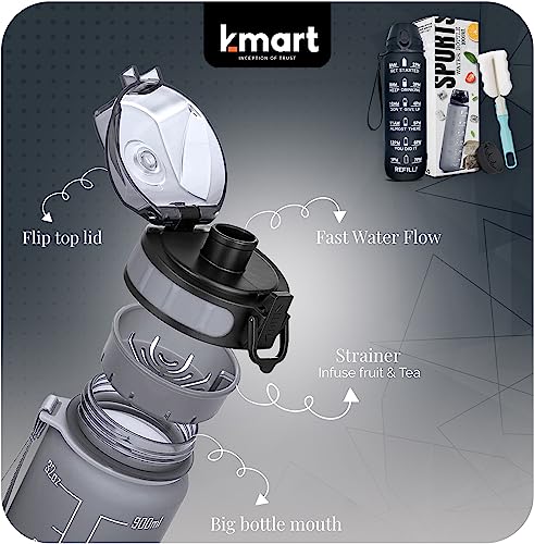 Roe Tenpo Water Bottle 1L, Sports Water Bottle with Time Markings, BPA-Free, Leak-Proof Drinks Bottle - Image 3