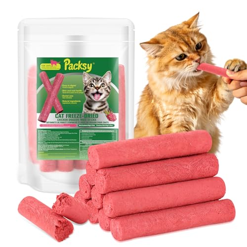 Packsy 50g/1.76oz Freeze-Dried Chicken & Dragon Fruit Sticks for Cats,High-Protein,