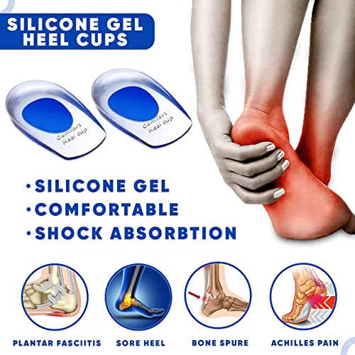 Image of Gel Heel cups Silicone Heel Pad for Heel Ankle Pain, Heel Spur Shoe Support Pad for Men and Women Shock Cushion Pad for Heels -1*Pair (Heel Pad)