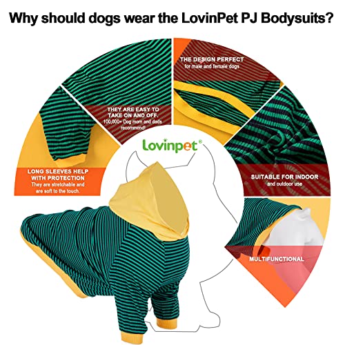 LovinPet-Large-Dog-Onesie-Green-Stripe-Dog-Shirt-2-Leg-Style-Dog-Pajamas-Large-Breed-Dog-Jammies-Pet-PJsXL LovinPet Large Dog Onesie Green Stripe Dog Shirt 2 Leg Style Dog Pajamas Large Breed Dog Jammies Pet PJsXL