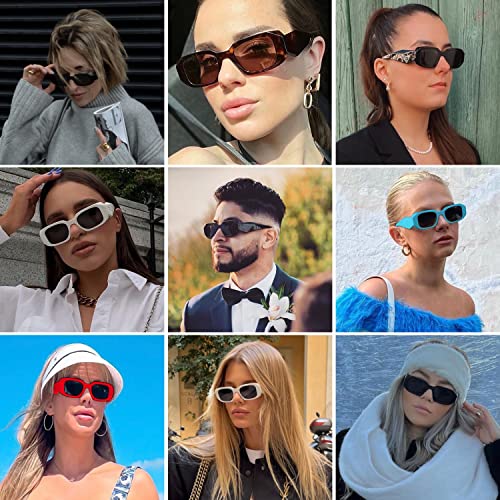 Masdun Y2K Sunglasses Women And Men Square Trendy Show Shades Retro Fashion Vogue Uv Protection Sunglasses (Black/Green) #TOP1